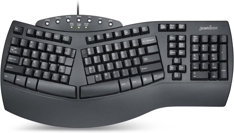 Photo 1 of Perixx Periboard-512 Ergonomic Split Keyboard - Natural Ergonomic Design - Black - Bulky Size 19.09"x9.29"x1.73", US English Layout
