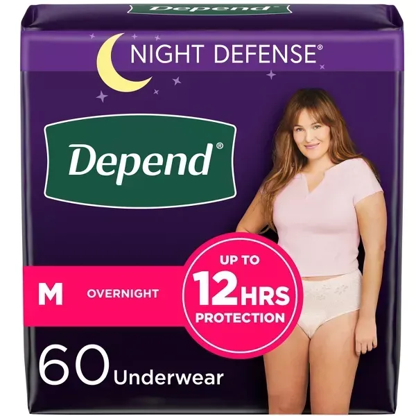 Photo 1 of Depend Night Defense Adult Incontinence Underwear for Women - Overnight Absorbency - Blush
