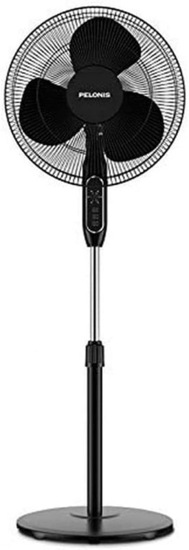 Photo 1 of PELONIS 16'' Pedestal Remote Control, Oscillating Stand Up Fan 7-Hour Timer, 3-Speed and Adjustable Height, PFS40A4BBB, Supreme 16"-Black
