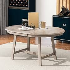 Photo 1 of Solid Round Extendable Table Natural Wood Wash Dining Room Table  Natural Wood Wash