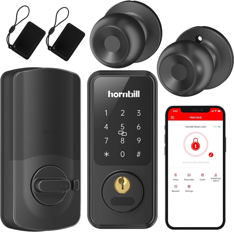 Photo 1 of Keyless Entry Door Lock with Handle Set: Hornbill Smart Locks for Front Door - Electronic Bluetooth Keypad Deadbolt Door Lock
