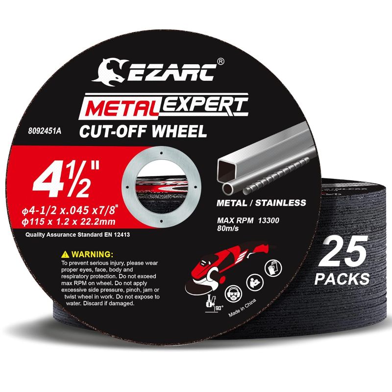 Photo 1 of EZARC Cut Off Wheel 25 Pack, 4.5" x .045" x 7/8" Cutting Wheel, Metal & Stainless Steel Cutting Disc for Angle Grinder

