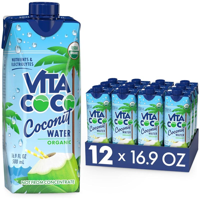 Photo 1 of Vita Coco Coconut Water, Pure Organic | Refreshing Coconut Taste | Natural Electrolytes | Vital Nutrients | 16.9 Oz (Pack Of 9) EXP 08/14/2024