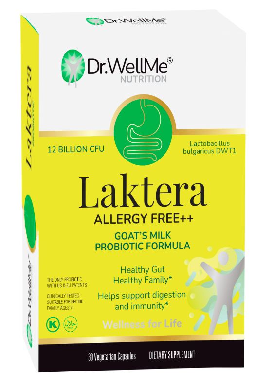 Photo 1 of Dr. WellMe Laktera Allergy Free ++ Probiotics for Digestive Health, immune support & Gut Health Supplements - Low Lactose Goat’s Milk Probiotic Formula For Women & Men 30 Capsules exp 11/2024