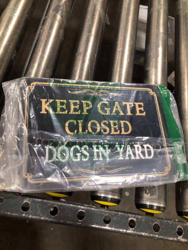 Photo 1 of 2 Pack Keep Gate Closed Signs Dogs in Yard Sign Metal Reflective Warning Dog Sign 10" x 7" Rust Free Aluminum UV Protected Waterproof Durable Easy to Mount Outdoor or Indoor Fade Resistant