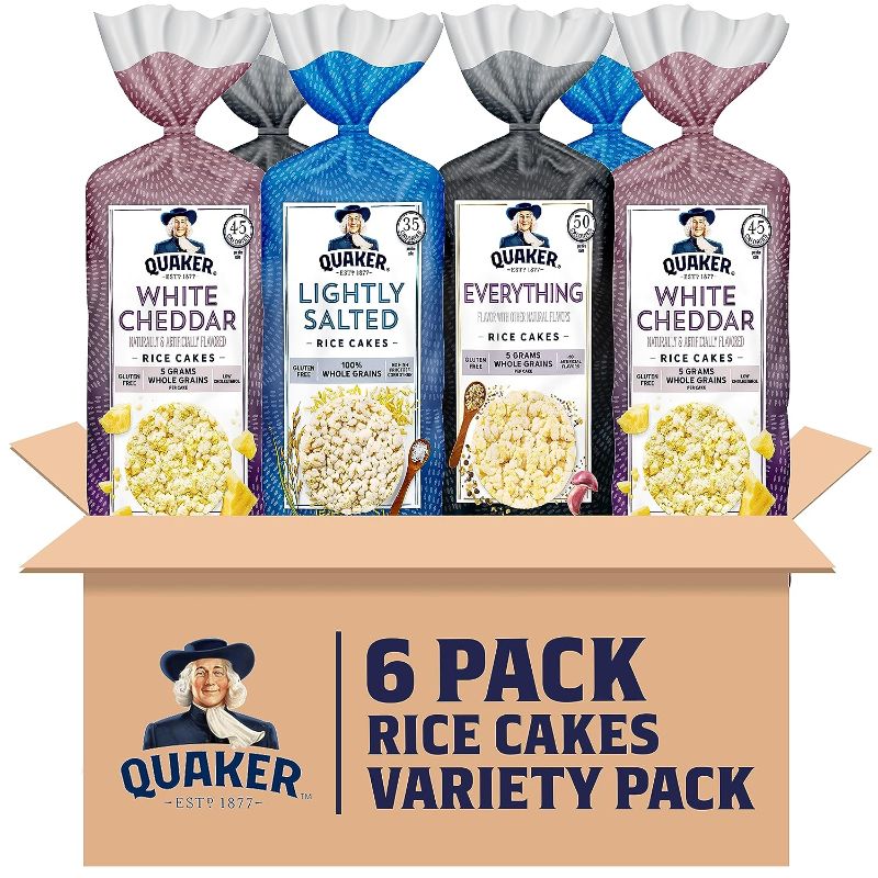 Photo 1 of Quaker Large Rice Cakes, 3 Flavor Topper Variety Pack, Pack of 6 EXP 08/12/2024