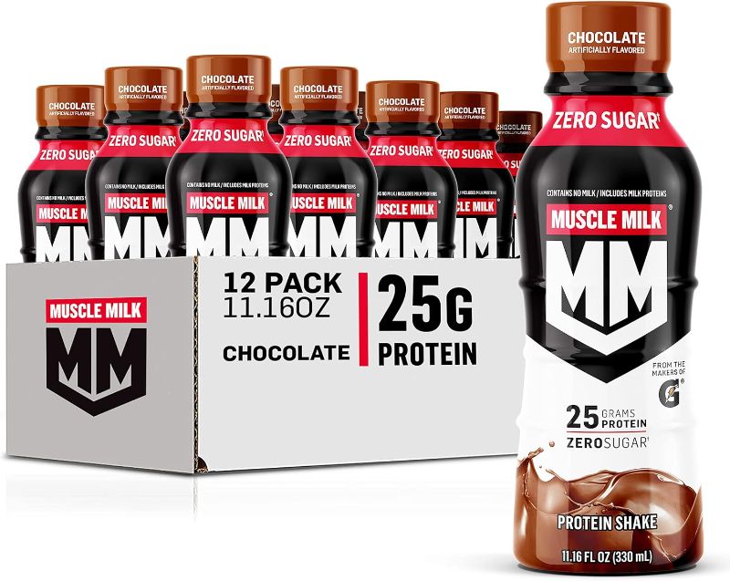 Photo 1 of Muscle Milk Genuine Protein Shake, Chocolate, 25g Protein, 11.16 Fl Oz (Pack of 12) EXP 07/22/2024