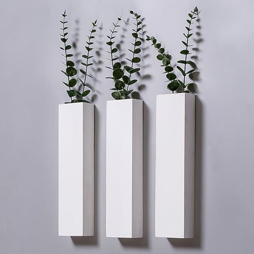 Photo 1 of Wood Wall Planters Modern Decor for Livingroom Bedroom Bathroom Contemporary Wooden Wall Planter Versatile Wood Home Decor for Dried Flowers and Faux Greenery Plants (3 Pack?Aged White)