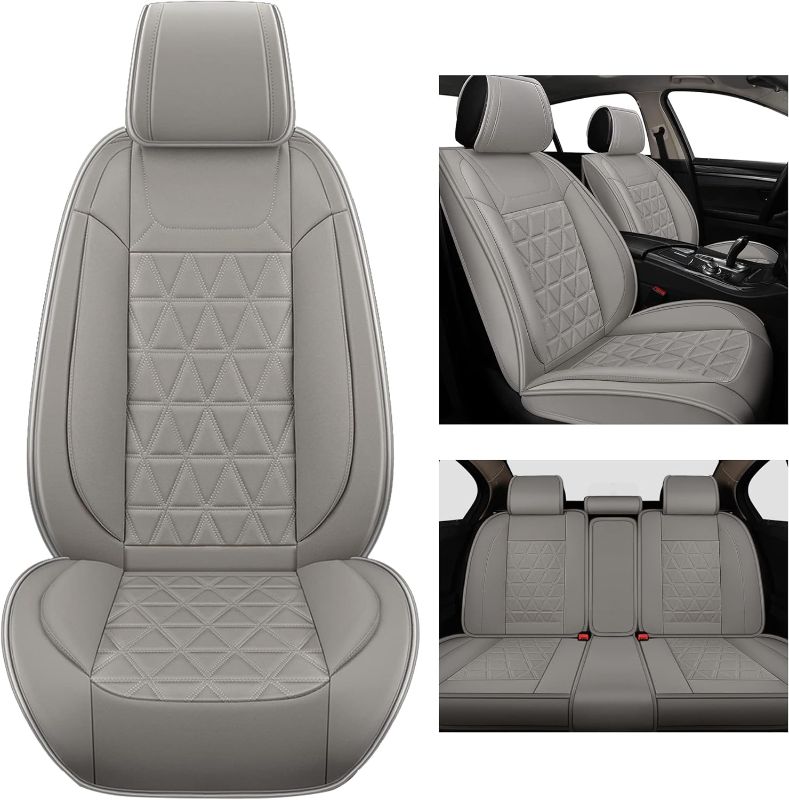 Photo 1 of Leather Car Seat Covers, Universal Fit, Gray, for Most Cars, SUV, Pickup Truck, Waterproof, Vehicle Cushion Cover
