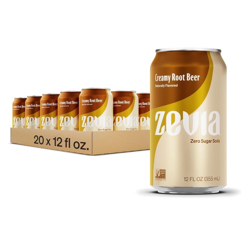 Photo 1 of Zevia Zero Calorie Soda, Creamy Root Beer, 12 Fl Oz (Pack of 20) EXP 02/2025