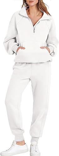 Photo 1 of ANRABESS Womens 2 Piece Outfits Sweatsuit Long Sleeve Quarter Zip Sweatshirt with Jogger Athletic Sweatpants Tracksuit Set XL

