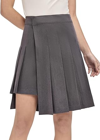 Photo 1 of AMIMIV Womens Summer Casual Work Skort Business Suit Shorts Asymmetrical Pleated Preppy Skirts 