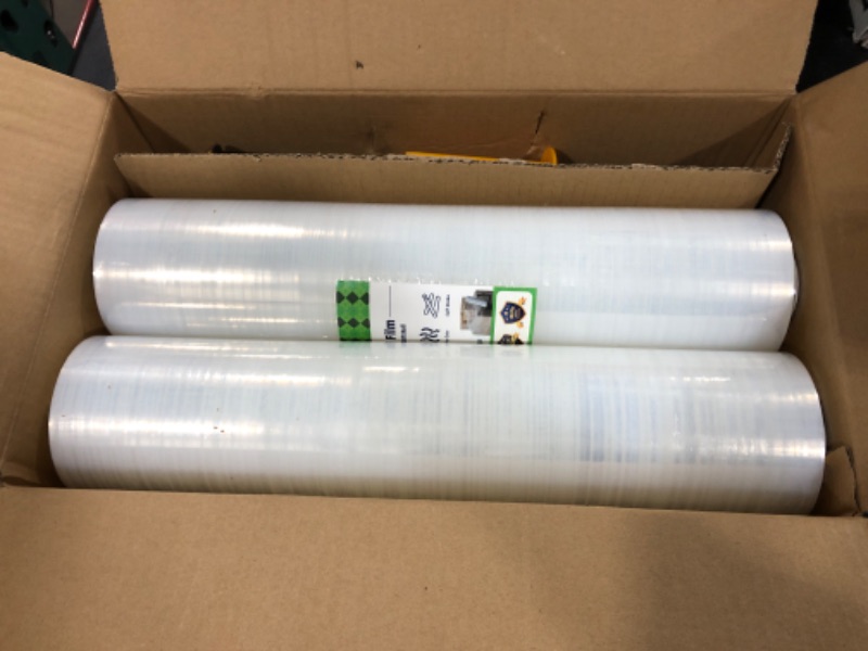 Photo 2 of AlexHome Stretch Wrap/Film Roll -2pcs/15"x1000ft/500% Stretch/60 Gauge- Moving Stretch Wrap with Handle,Shrink Plastic Wrap for Moving with Handle,Stretch Tite Wrap Moving Supplies (Clear,2pack) 2 Pack Clear