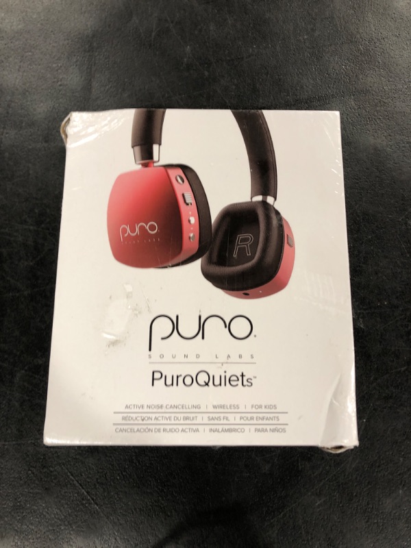 Photo 2 of Puro Sound Labs PuroQuiets Volume Limited On-Ear Active Noise Cancelling Bluetooth Headphones – Lightweight Headphones for Kids with Built-in Microphone – Safer Sound Studio-Grade Quality (Red) Red Normal