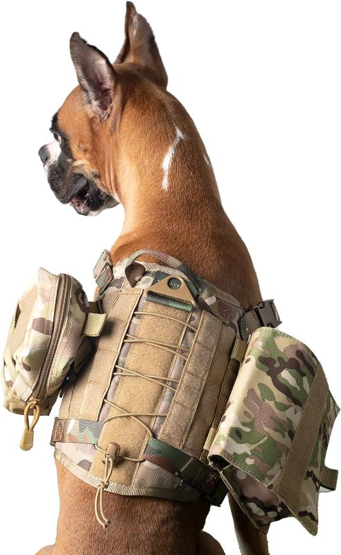 Photo 1 of Limited-time deal: Kitgo Tactical Dog Harness with Pouches, Dog Vest Harness for Large Medium Dogs with Hook and Loop, Adjustable Military Dog Harness and Leash Set, No Pull Dog Vest for Walking Training (Camo, L) 