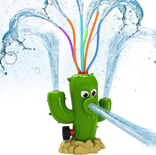 Photo 1 of Outdoor Water Spray Sprinkler for Kids and Toddlers,Backyard Spinning Cactus Sprinkler Toy Wiggle Tubes,Attaches to Garden Hose Splashing Fun Toys for 3 4 5 6 7 8 Year Old Boys Girls Gift