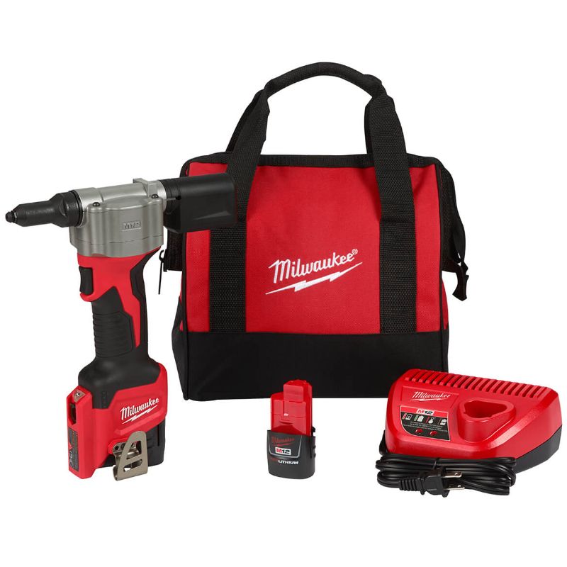 Photo 1 of M12 12-Volt hium-Ion Cordless Rivet Tool Kit with (2) 1.5Ah Batteries and Charger