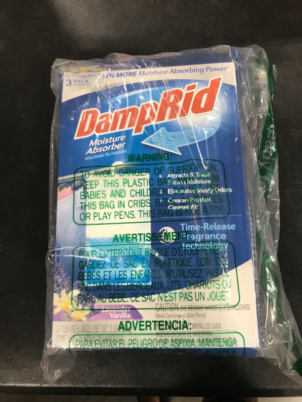 Photo 1 of DampRid Lavender Vanilla Hanging Moisture Absorber, 16 oz., 3 Pack - Eliminates Musty Odors for Fresher, Cleaner Air, Ideal Moisture Absorbers for Closet, 14% More Moisture Absorbing Power*