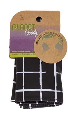 Photo 1 of GOODY Planet Ouchless Recycled Satin Scarf 1ct Black and White 42" x 14"