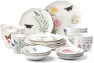 Photo 1 of Lenox 865075 Butterfly Meadow 28-Piece Dinnerware Set, White
