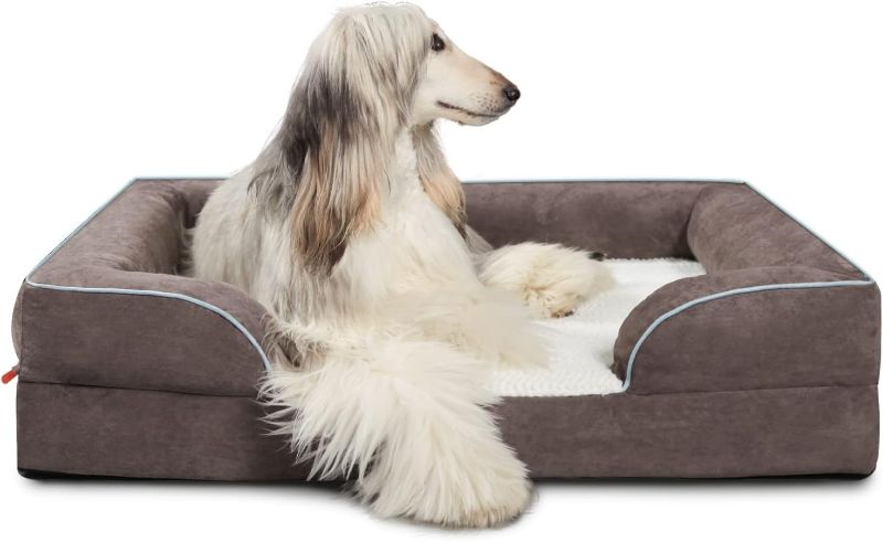 Photo 1 of Laifug Large Orthopedic Premium Memory Foam Dog Bed, Dog Sofa with Washable and Removable Suede Cover, Waterproof Liner and Non-Slip Bottom Grey, Large(40''x32''x9'')