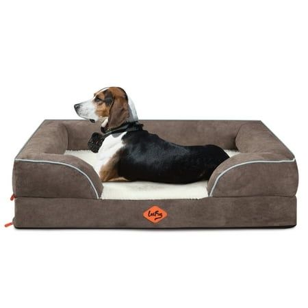 Photo 1 of Laifug Large Orthopedic Premium Memory Foam Dog Bed, Dog Sofa with Washable and Removable Suede Cover, Waterproof Liner and Non-Slip Bottom Grey, Large(40''x32''x9'')