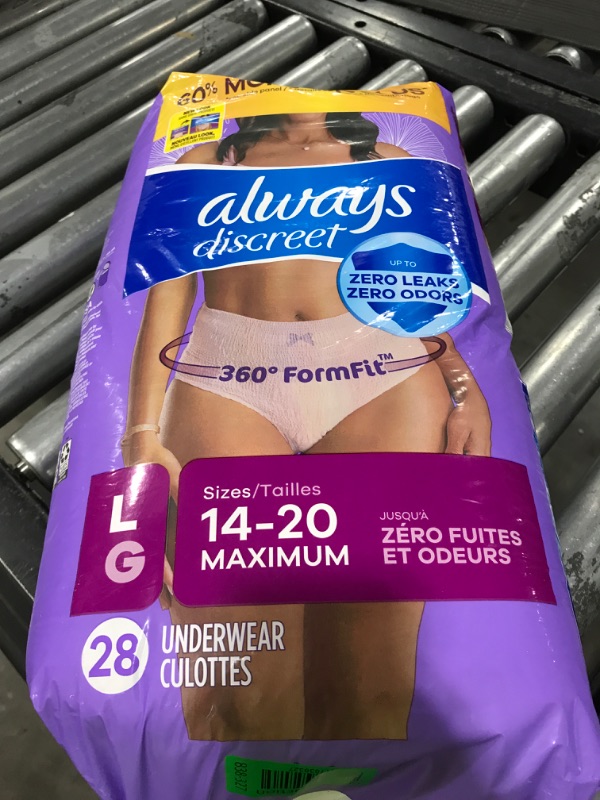 Photo 2 of Always Discreet Maximum Protection Underwear for Women - STOCK PICTURE ONLY FOR REFERENCE*** SIZE IS LARGE