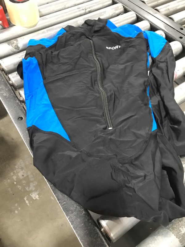 Photo 1 of Diving Skin Suit for Women Men, Full Body Rash Guard Swimsuit Thin Wetsuit, One Piece Swimwear UV Protection Quick Dry for Scuba Surfing Snorkeling Swimming Kayak Water Sport Men Blakc with blue X-Large