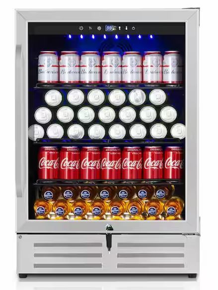 Photo 1 of 24 in. Built-in/Freestanding Single Zone Beverage Refrigerator with 210 Can(12 oz. )Beverage, Stainless Steel
