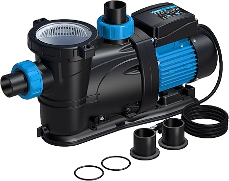 Photo 1 of 1.5 HP Pool Pump with Timer,5400GPH above Ground Pool Pump Timer 115V, Inground Pool Pumps High Speed Flow, Self Primming Swimming Pool Pump with Filter Basket