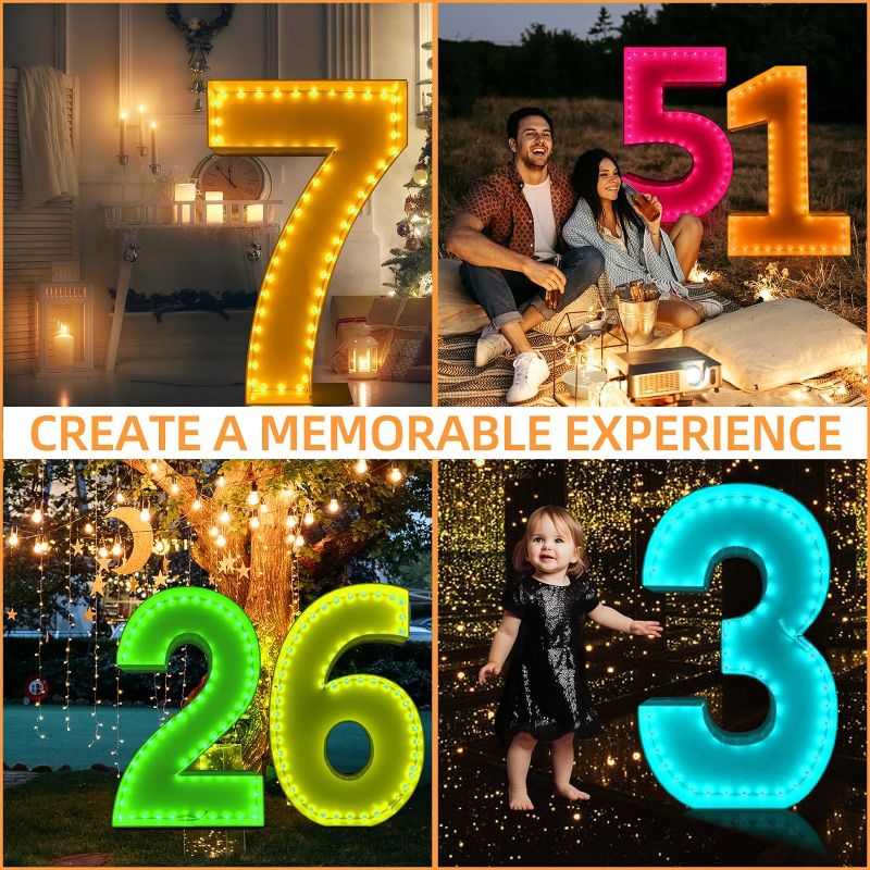 Photo 1 of 3FT RGB Light Up Numbers with Remote Control & Dimmble - Colorful Marquee Numbers Sign 1 with USB LED Neon Lights, Pre-cut Frame Giant Mosaic Glow Numbers for 3th 30th Birthday Party Decor Number 1