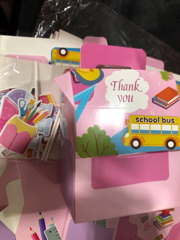 Photo 2 of 24 Pack Back to School Supplies Gift Boxes Bulk - Foldable Cute First Day of School Party Favor Boxes,Back