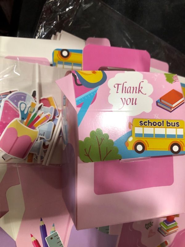 Photo 2 of 24 Pack Back to School Supplies Gift Boxes Bulk - Foldable Cute First Day of School Party Favor Boxes,Back