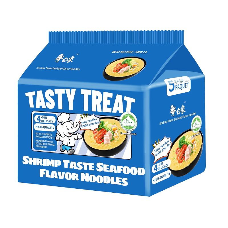 Photo 1 of BaiXiang Shrimp Taste Seafood Flavor Ramen, Shrimp Taste Seafood Flavor Instant Noodle,Bone broth simmered, Tasty Treat series, Pack of 5 EXP-02/09/2025
