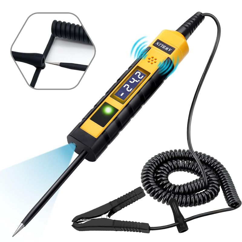 Photo 1 of 4-75V DC Automotive Test Light, LCD Digital Light Tester with Voltmeter, Heavy Duty Circuit Tester with Polarity Indicate and Illuminating Lights, Fuse Voltage Tester Auto Electrical Tool
