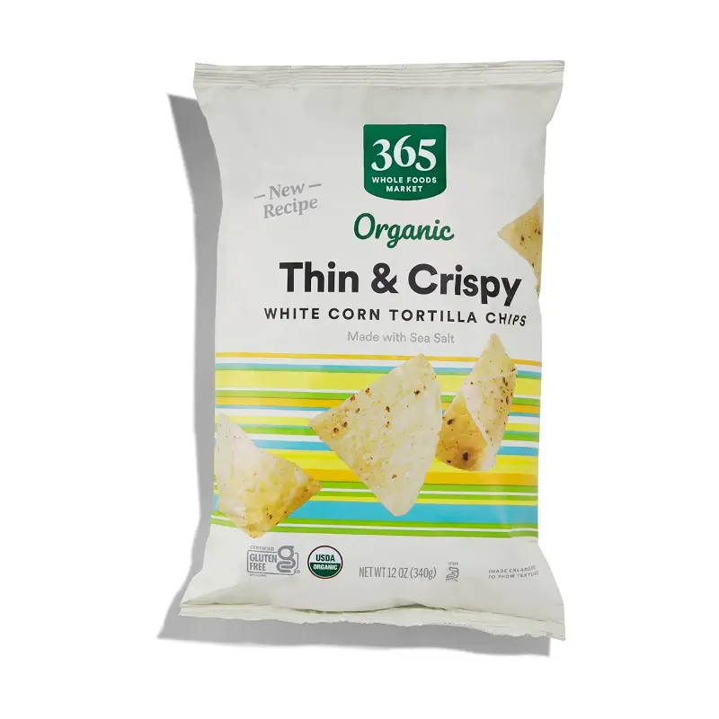 Photo 1 of 365 by Whole Foods Market, Organic White Corn Tortilla Chips Thin and Crispy, 12 Ounce (Pack of 2) 12.00 Ounce (Pack of 2) BB 08.18.24