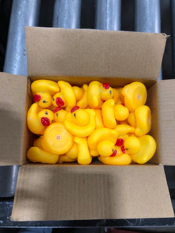 Photo 2 of 100Pcs Mini Yellow Rubber Ducks Baby Shower Rubber Ducks, Squeak Fun Baby Yellow Rubber Bath Toy Float Fun Decorations for Shower Birthday Party Favors Gift (100PCS Yellow Ducks)