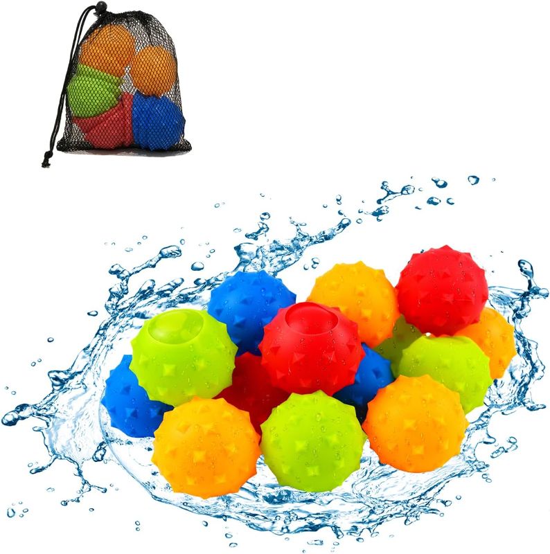 Photo 1 of 12pcs Reusable Water Balloons Summer Toys: Outdoor Toys for Kids Ages 8-12, Pool Toys Water Balloons Quick Fill, Hawaiian Tropic Beach Ball, Self Sealing Water Balloons, Water Toys for Backyard Games