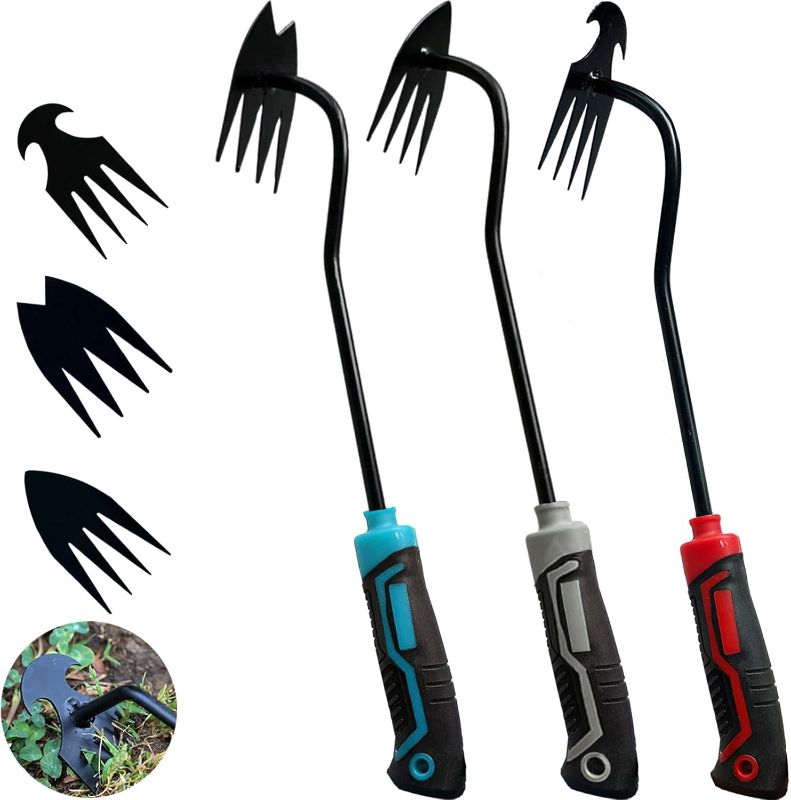 Photo 1 of 3 Pcs  Removal Tool, 2024 New Garden Weed Puller Tools Hand Weeder Tool with Rubber Handle, 4 Teethes Dual Purpose Manual Weeders Tool Weed Pulling Tool for Garden (GBR2)