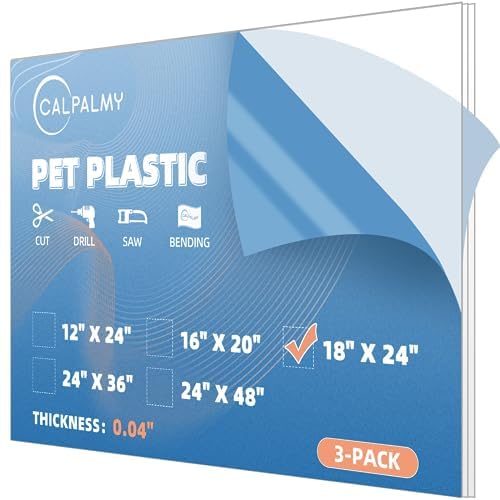 Photo 1 of 3 Pack PET Sheet Panels - 18" x 24" x 0.04" Plexiglass - Quality Lightweight and Shatterproof Glass Alternative Perfect for DIY Sneeze Guards, Face Shields, Railing Guards, and Pet Barriers. 