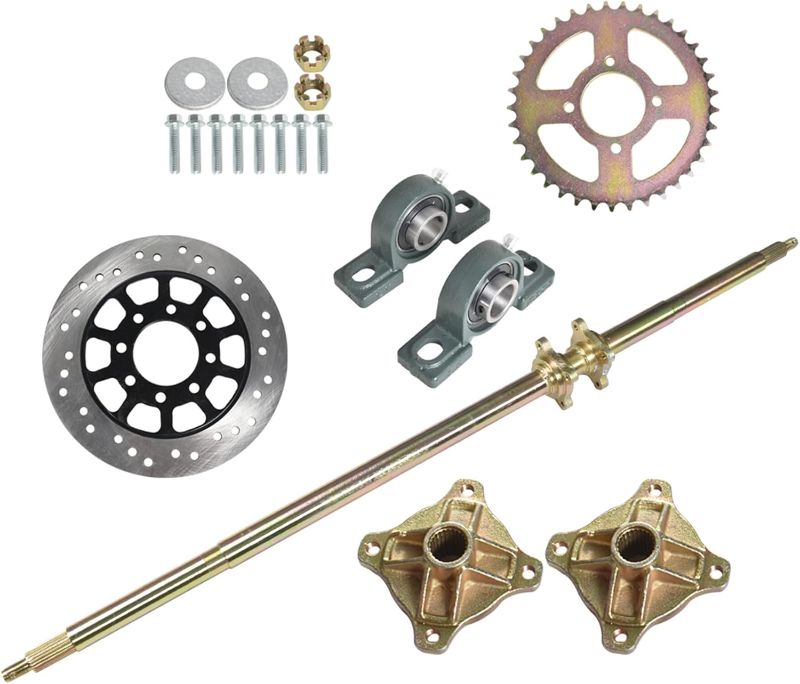 Photo 1 of 44 Rear Axle Shaft Kit with Chain Sprocket Brake Disc Pillow Block Wheel Hub for ATV Quad Go Kart Golf Cart
