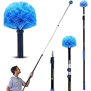 Photo 1 of 5-to-12 Foot Cobweb Duster with Extension Pole Combo (20 Ft Reach, Medium-Stiff Bristles), Spider Web Brush with Pole - Hand-Packaged, Lightweight, 3-Stage Aluminum Pole