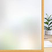 Photo 1 of  Privacy Window Film, Frosted Glass Window Clings, Static Cling Heat Blocking Door Stickers for Home Bathroom, Removable Indoor Window Decal Coverings Day and Night, Pure, 23.6” x 118.1”