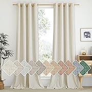 Photo 1 of  Natural Linen Curtains 84 inch Long 2 Panels Set, Grommet Top Thick Linen Burlap Semi Sheer Vertical Drapes Privacy Assured with Light Filtering for Bedroom/Living Room,