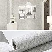 Photo 1 of 11 Yards Faux Gray Grasscloth Linen Wallpaper Peel and Stick Removable Simple Natural Embossed Textured Paper Self Adhesive Room Wall Decoration,32.8 Ft X 17.9 inch
