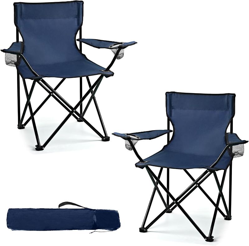 Photo 1 of 2 Pack Camping Chairs - Lightweight and Supportive Chairs for Teens and Lightweight Individuals - Compact, Durable, and Portable - Ideal for Camping, Hiking, Beach, and Picnics - Carry Bag