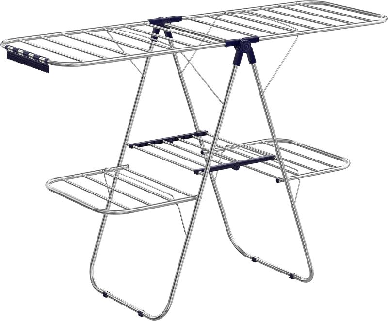 Photo 1 of 
SONGMICS Clothes Drying Rack, Foldable 2-Level Laundry Drying Rack, Free-Standing Large Drying Rack, with Height-Adjustable Wings, 33 Drying Rails, Sock...