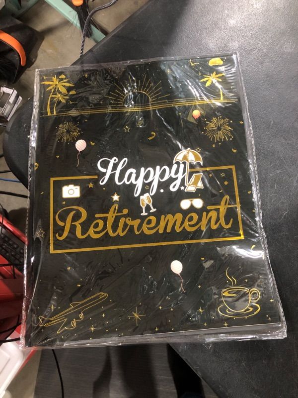 Photo 2 of Retirement Party Decorations Large Happy Retirement Card for Men Women, Jumbo Black Gold Greeting Card Guest Book Retired Farewell Gifts, 22 x 14 Inches