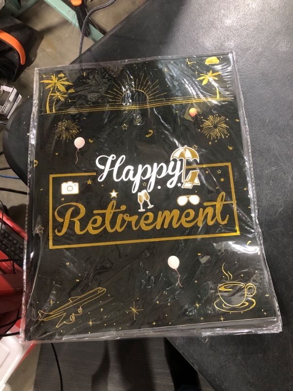 Photo 1 of Retirement Party Decorations Large Happy Retirement Card for Men Women, Jumbo Black Gold Greeting Card Guest Book Retired Farewell Gifts, 22 x 14 Inches
