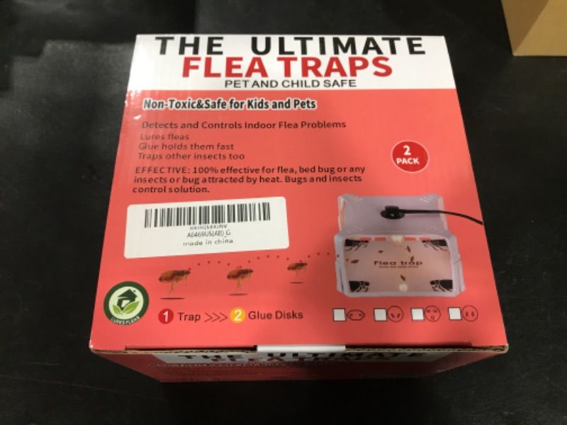 Photo 2 of 2 Pack Flea Traps for Inside Your Home with 4 Sticky Pads & 6 Bulbs & 2 Electric Wires, Flea Killer Indoor Bed Bug Trap Pest Control, Friendly to Pets & Kids-Adjustable Height, Green